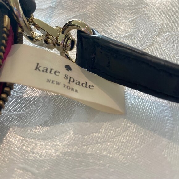 Kate Spade NY Black & White Striped Patent Leather Handbag - Picture 11 of 12